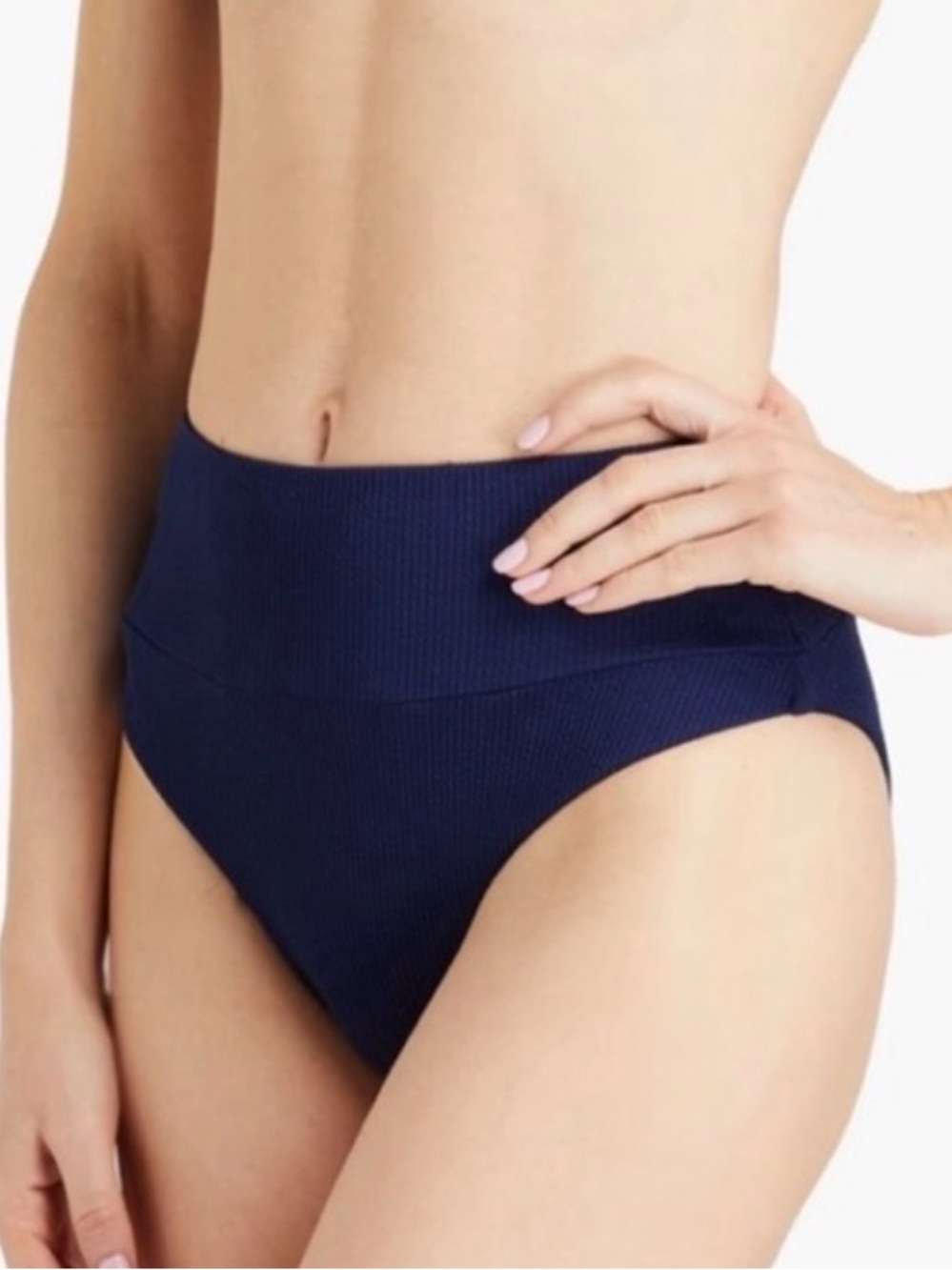 Melissa Odabash Hamptons Bikini Bottom Navy Ridge Size 4 Made in Italy NWT